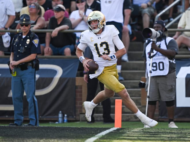 Notre Dame QB Riley Leonard leads with legs as passing game remains project