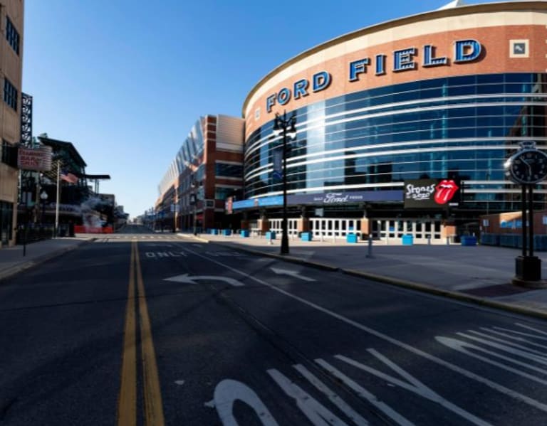 Aerial View of the Detroit Lions Home Ford Field Editorial