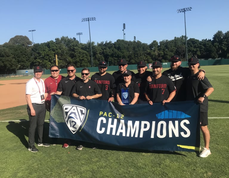 Drew Bowser chats after Stanford clinches spot in 2022 Pac-12 Baseball  Tournament championship game