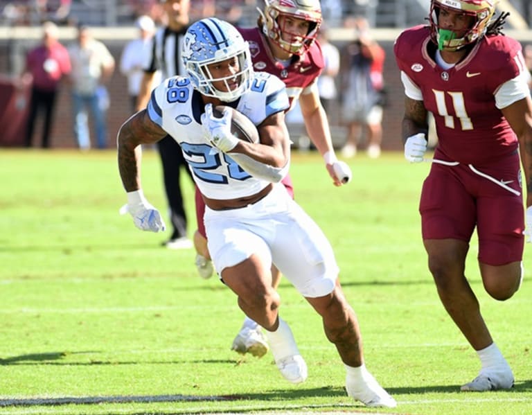 North Carolina UNC Tar Heels football FSU 35-11 Omarion Hampton Beau ...