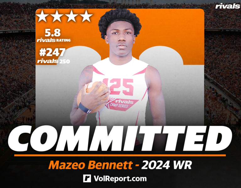 Vols Stay Hot, Land A Commitment From 2024 Rivals250 WR Mazeo