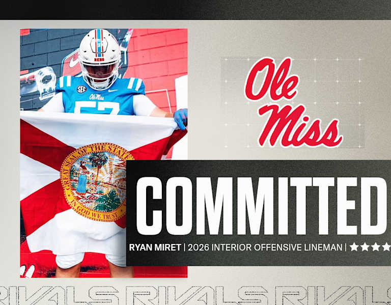 Four-star OL Ryan Miret picks Ole Miss after visit, shuts down recruitment Four-star OL Ryan Miret picks Ole Miss after visit, shuts down recruitment