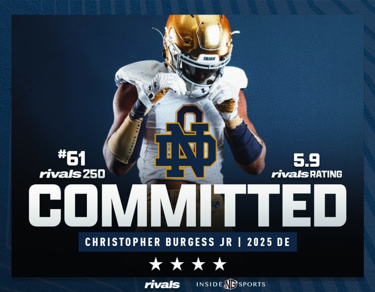 Notre Dame the choice for 2025 fourstar DE Christopher Burgess Jr