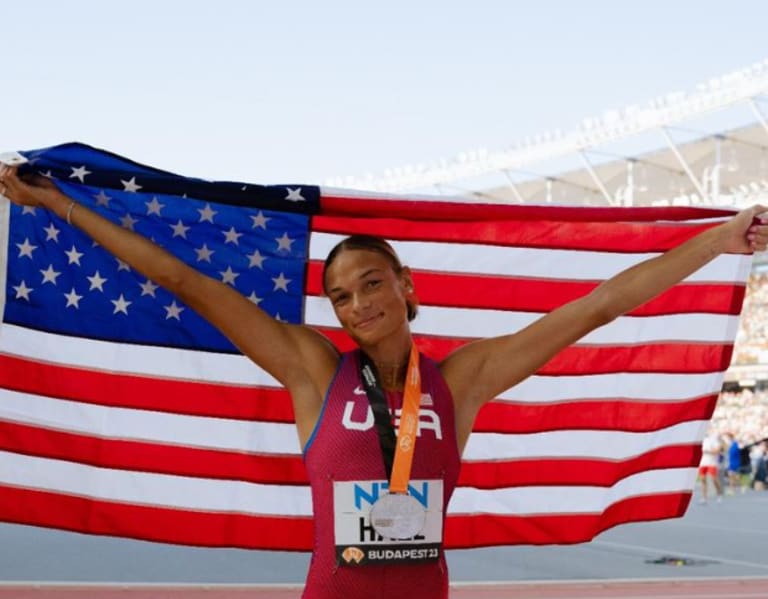 Women's heptathlon: United States' Anna Hall in 3rd place after