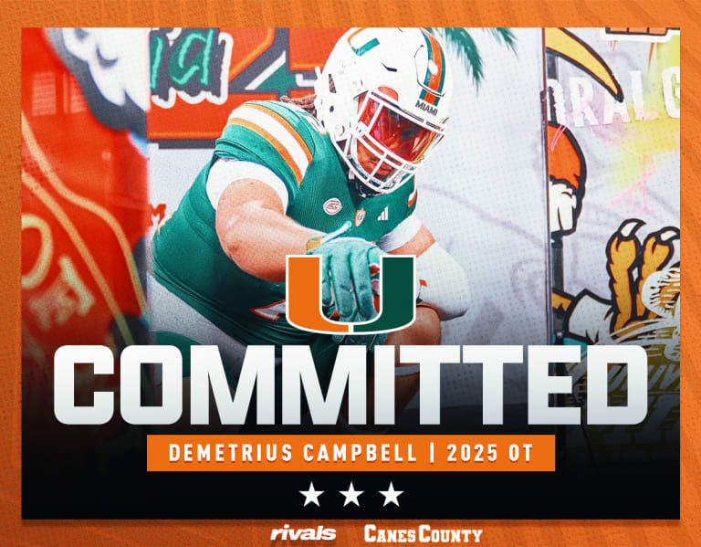 Massive 6'6" 300 pound 2025 OL Demetrius Campbell commits to Miami