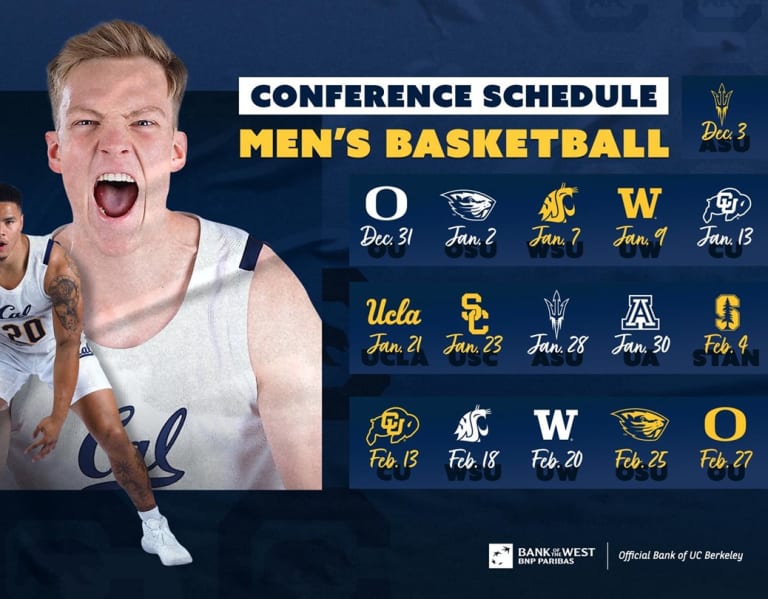 Cal Men's Basketball Cal MBB Pac12 Schedule Fully Released