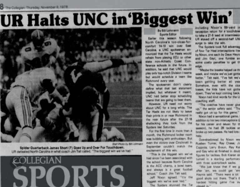 Remember When Carolina lost AT Richmond in Football? Remember When Carolina lost AT Richmond in Football?