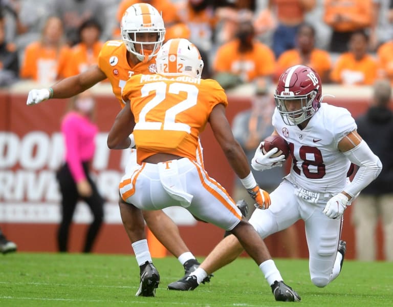 Alabama Crimson Tide receivers Slade Bolden, John Metchie III to