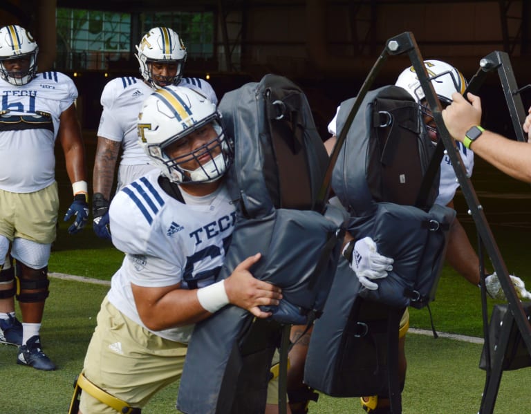 JacketsOnline - Georgia Tech Fall Camp Week 2 Monday Photos OL and DB heavy