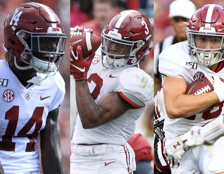 Alabama Crimson Tide receivers Slade Bolden, John Metchie III to