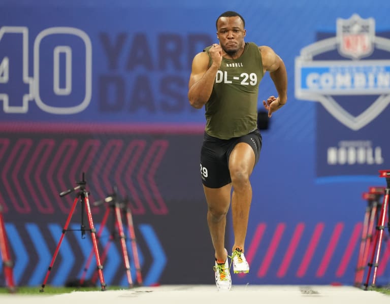 Notre Dame's Isaiah Foskey gets up to speed at NFL Combine