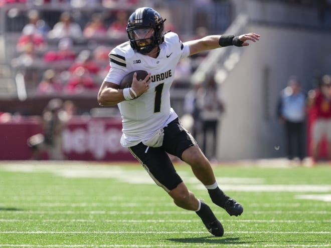 Purdue quarterback Hudson Card out against Illinois