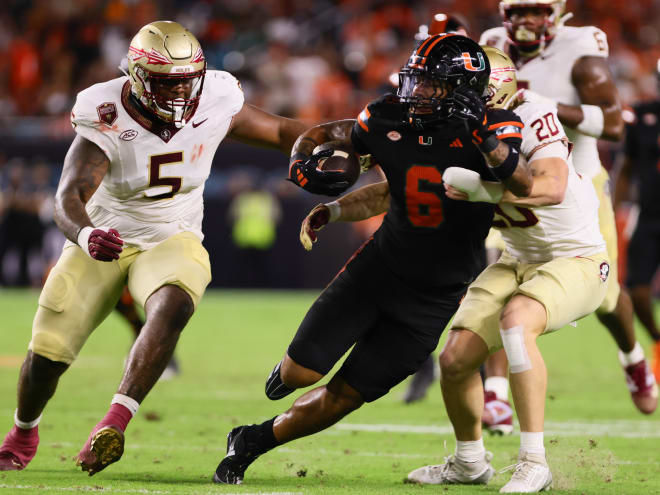 No. 6 Miami runs over Florida State, 36-14 to remain unbeaten