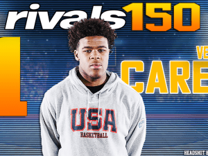 Why is Vernon Carey No. 1 in 2019 and what schools are in pursuit?