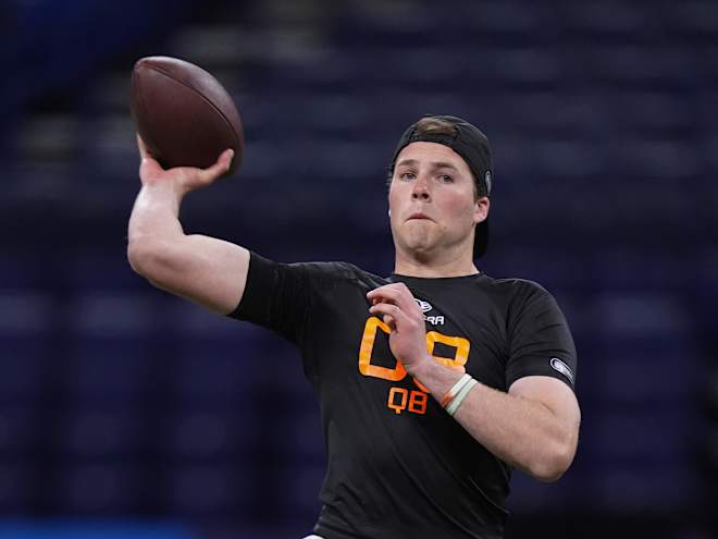 NFL Combine Tracker: Former Notre Dame QB Riley Leonard puts arm on display