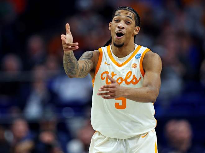 Zakai Zeigler reacts to breaking Tennessee basketball career assist record