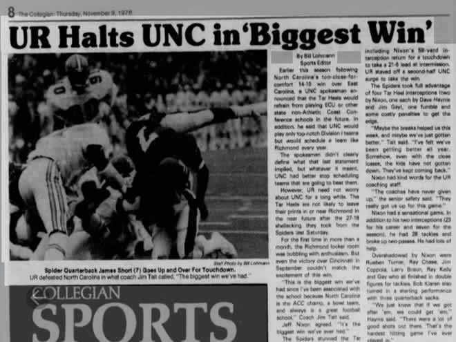 Remember When Carolina lost AT Richmond in Football?