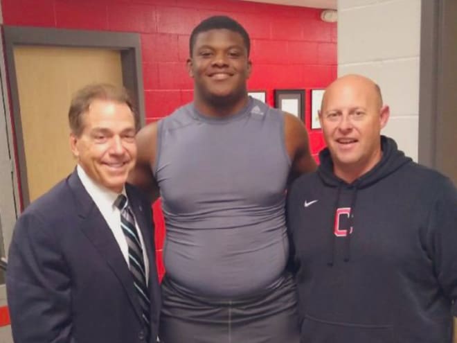 Alabama head coach Nick Saban visits key OL target