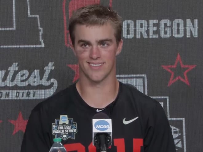 WATCH: Oregon State Baseball Talks Walk-Off Win Over Louisville At CWS