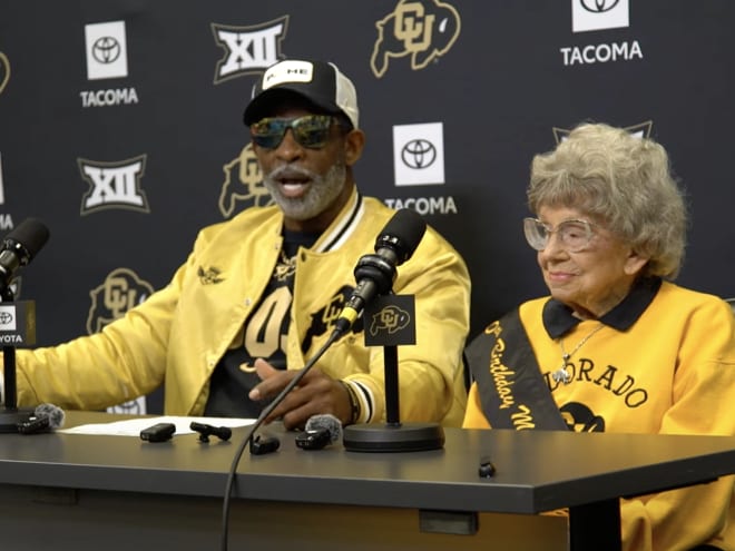 WATCH: Miss Peggy joins the Tuesday pressers with Deion Sanders and players