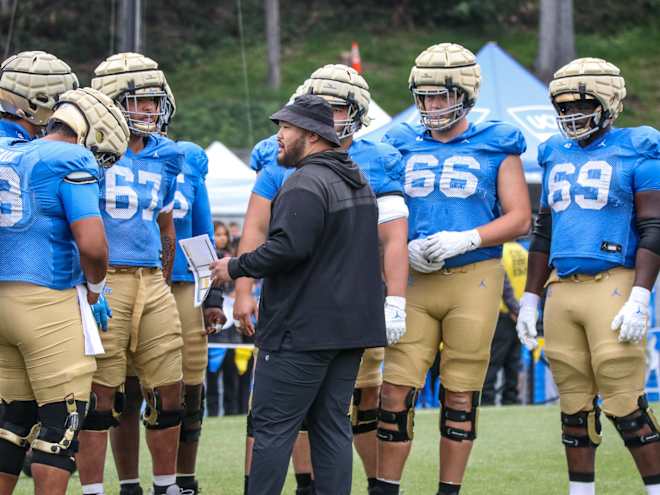 UCLA offensive line remains fluid competition as spring camp winds down