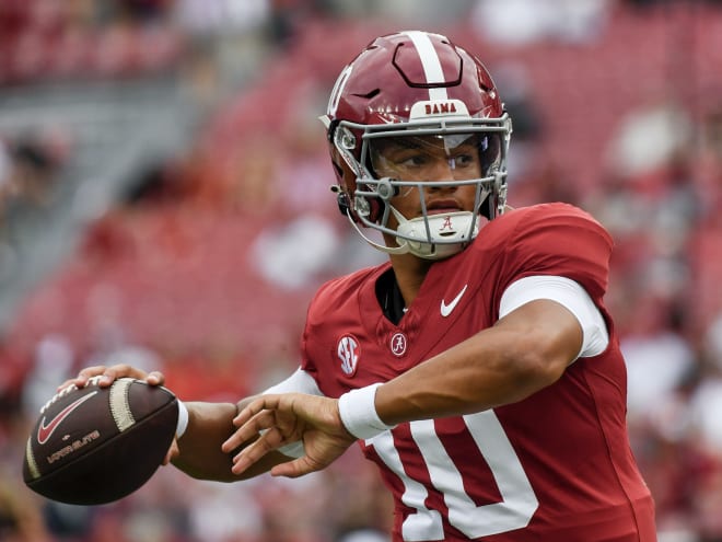 Which Alabama QB has played the role of Garrett Nussmeier in practice?