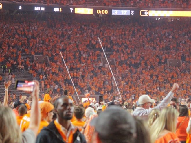 LOOK: Tennessee football celebrates narrow win over Alabama