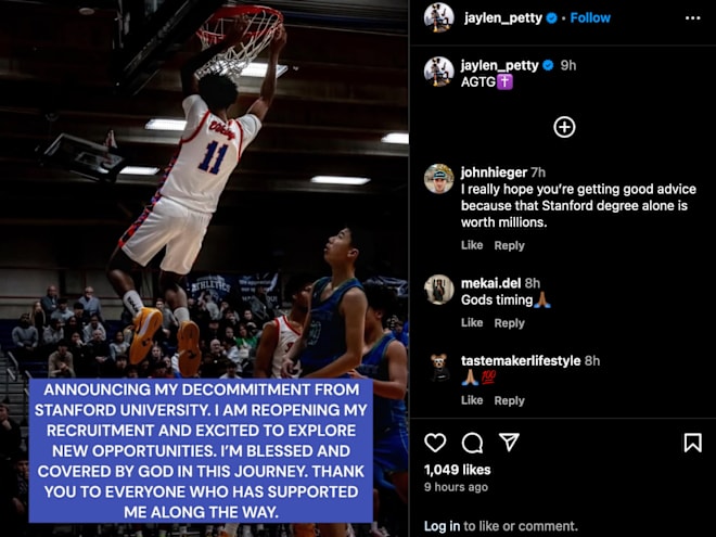 2025 PG Jaylen Petty decommits from Stanford
