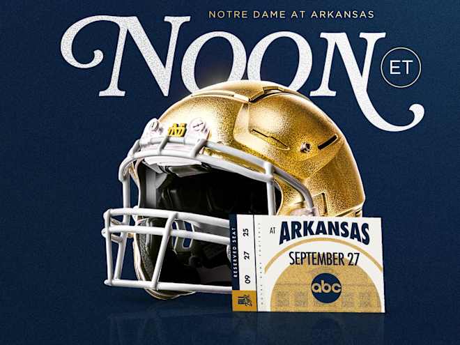 Notre Dame football's road game at Arkansas gets noon ET start time on ABC