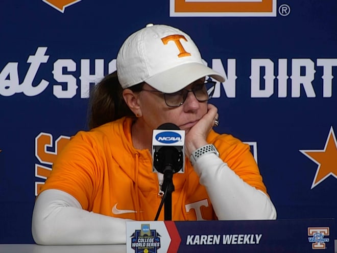 Tennessee softball coach Karen Weekly reacts to walk-off loss to Oklahoma