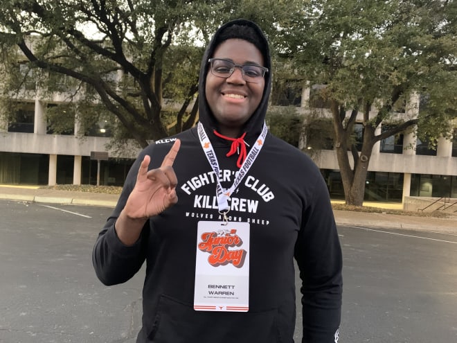 Texas visit makes strong impression on 'large human' Bennett Warren