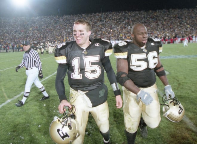 FB, Drew Brees, PLAY FOR PURDUE! Drew Brees got Purdue Football fired up  before today's game!, By Purdue Athletics