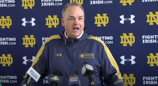 New Notre Dame offensive coordinator/tight ends coach Mike Denbrock met with the media on Friday.