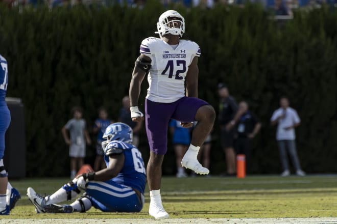 Sophomore defensive end Anto Saka is Northwestern's sacks leader through three games.