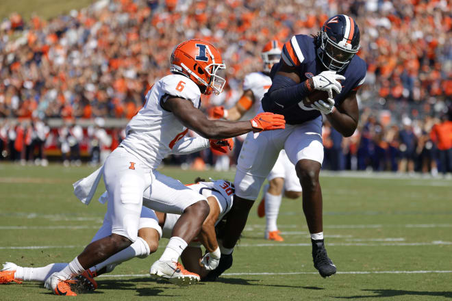 Jelani Woods finished with 122 receiving yards and his first UVa TD in Saturday's win against Illinois.