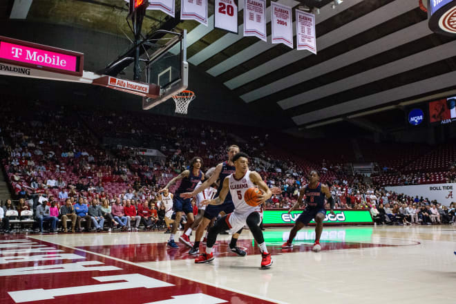 Jackson State players guard Alabama Crimson Tide guard Jahvon Quinerly (5) at Coleman Coliseum. Photo | Will McLelland / USA TODAY NETWORK