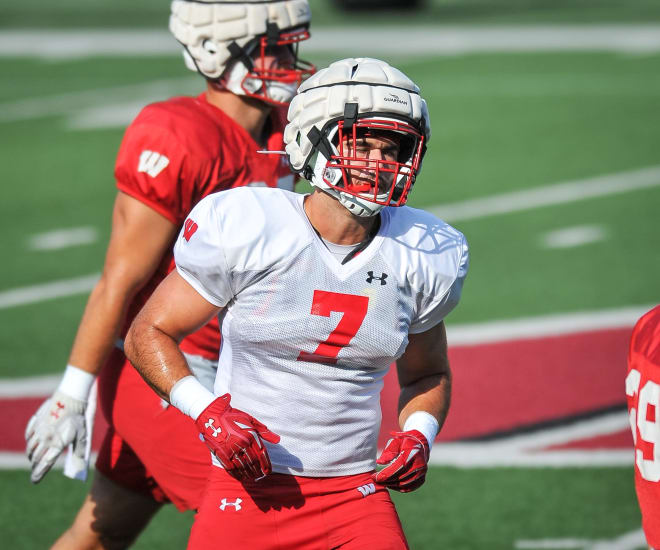 Spencer Lytle (7) during a Wisconsin practice. 