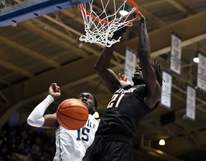 NC State sophomore center Ebenezer Dowuona had 10 points and nine rebounds Saturday, but the Wolfpack lost 88-73 to Duke.