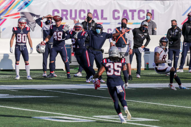 J.C. Jackson (No. 27) recorded his second interception of the season versus the Broncos. 