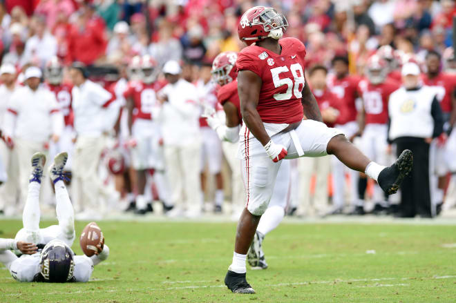 Alabama Crimson Tide defensive lineman Christian Barmore is poised to break out in 2020 (John David Mercer-USA TODAY Sports).