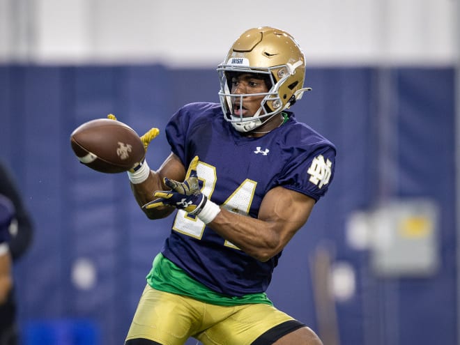 Notre Dame running Jadarian Price sat out Saturday's Blue-Gold Game with a hamstring injury.