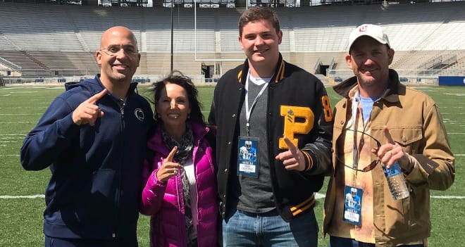 Culpepper and his family pose with James Franklin during a visit last April.