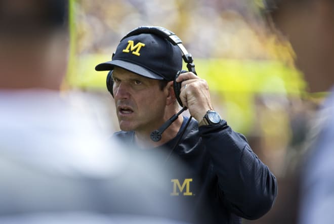 Michigan Wolverines head football coach Jim Harbaugh has won 69 percent of his games in six seasons at U-M.