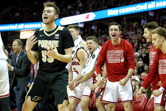 Michael Ballard celebrates a key play in Wisconsin's home victory against Purdue