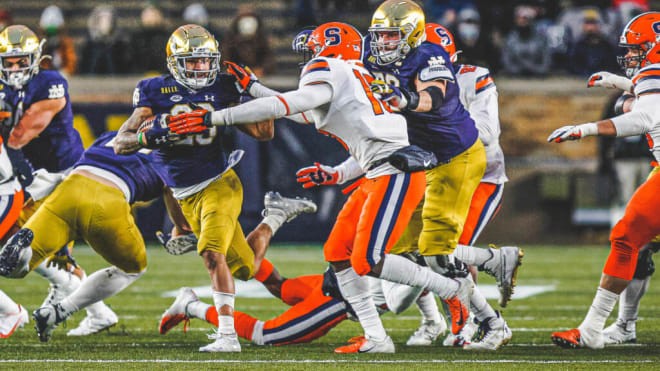 Notre Dame sophomore running back Kyren Williams versus Syracuse on Dec. 5, 2020