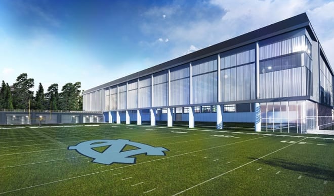 Rendering of the new football indoor practice facility.