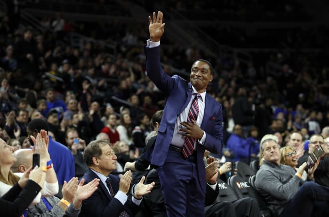 A statue will reportedly be built for former Detroit Piston and Indiana Hoosier Isiah Thomas outside of Little Caesars Arena in Detroit. (USA Today Images)