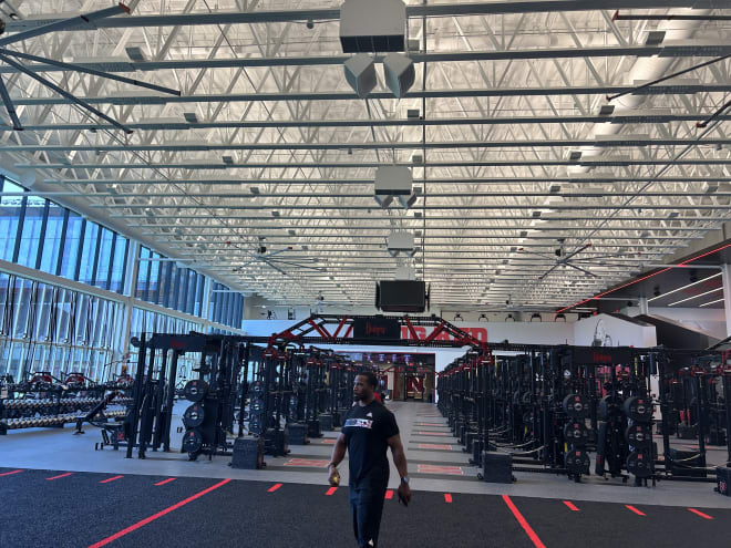 Nebraska strength and conditioning coach Corey Campbell in the Huskers' new weight room. (Steve Marik/Inside Nebraska)