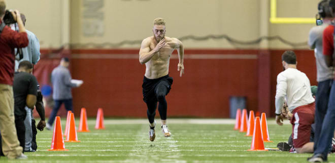 Former Alabama receiver Gehrig Dieter participated in Alabama's Pro Day on Wednesday.