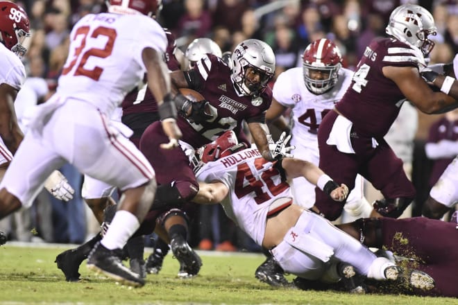 Mississippi State Bulldogs running back Aeris Williams (22) runs the ball for a touchdown against the Alabama Crimson Tide during the first quarter at Davis Wade Stadium. Photo | USA Today